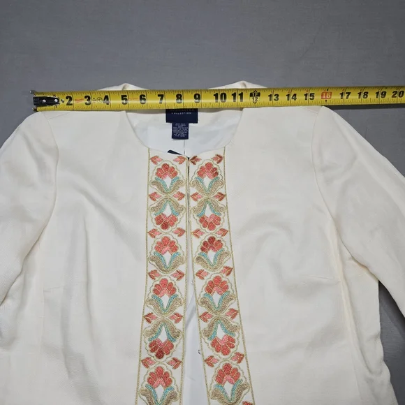 Doncaster Collection Linen Silk Suit Set‎ Colorful Embroidery Tunic Skirt Set - Picture 7 of 16